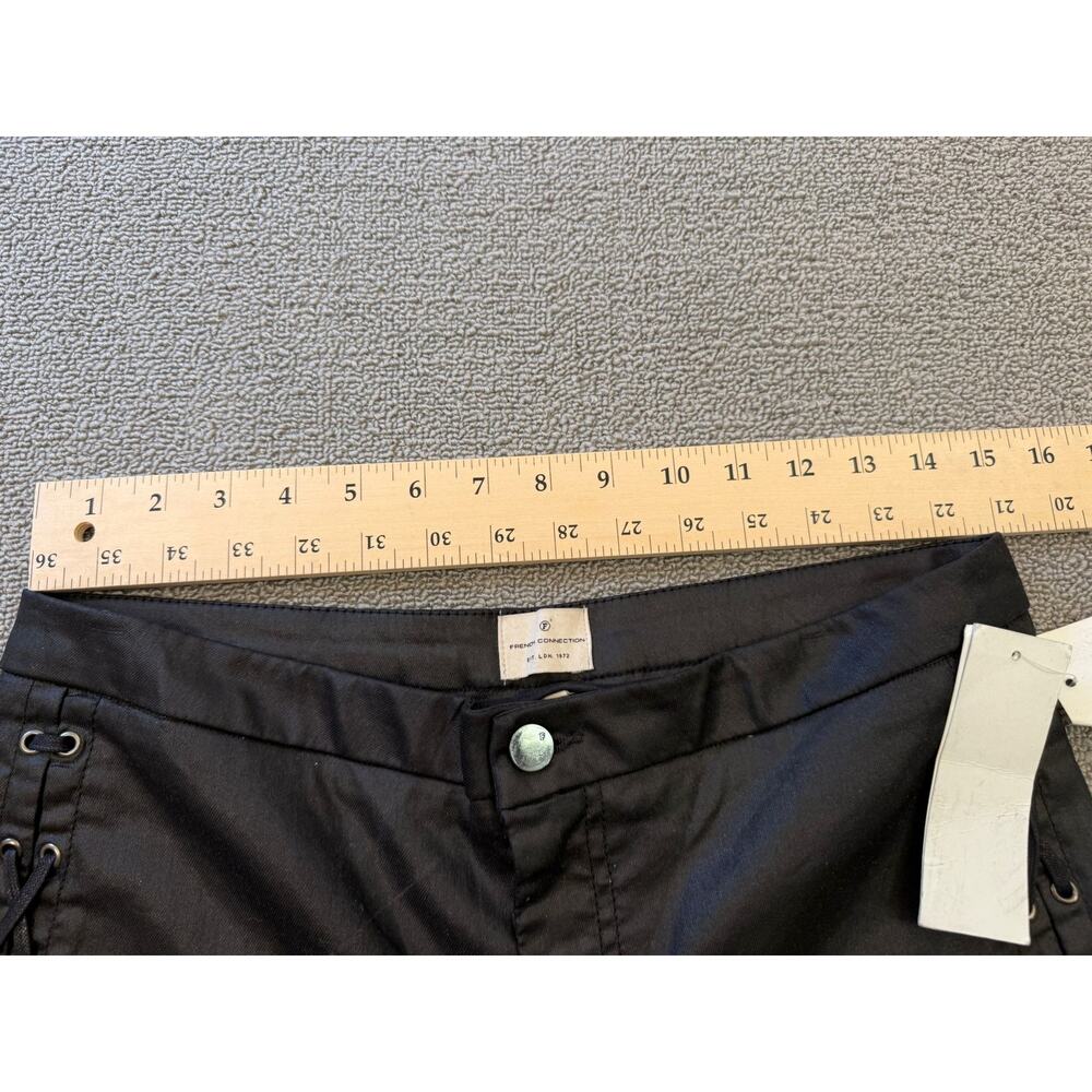 French Connection Women's Size 8 Black Coated Lace Up Pants - Picture 5 of 16